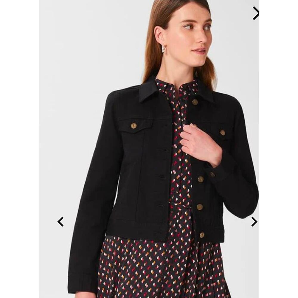 Hobbs Miriam jacket ladies denim jacket black Size 6 Polished Goth Witchy Office